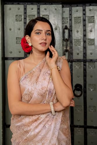 Image of MIRCHI FASHION Women Saree Chiffon Floral Printed | Breathable Festive Occasion Sari for Social Visits with Matching Blouse Piece