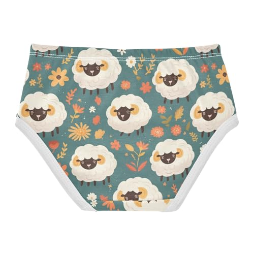 Wusikd Cute Sheep Girls' Underwear Cotton Flowers Leaves Girls Briefs Soft Toddler Underwear 2T2