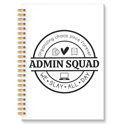 ROXMART Admin Squad Office Glitter Spiral Notebook, Administrative Assistant Gifts Journal, School Administrator Staff Hardcover Notebook Journal for Writing Note Taking, 5.5x8.3 Inch
