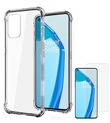 Image of Soft Flexible Silicone Back Cover Compatible with OnePlus 9R, Transparent Case + Screen Guard