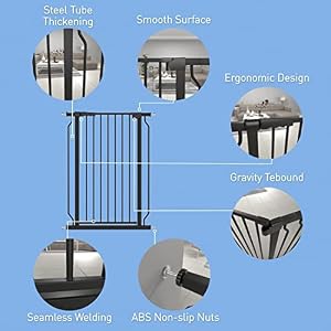 WAOWAO Extra Tall 40.55" Baby Gate 76.77-85.43" Wide Pressure Mounted Walk Through Swing Auto Close Safety Black Metal Toddler Child Dog Pet for Indoor Stairs,Doorways,Kitche