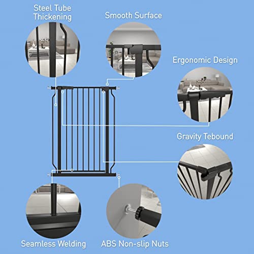 WAOWAO-Extra-Tall-4055-Baby-Gate-7677-8543-Wide-Pressure-Mounted-Walk-Through-Swing-Auto-Close-Safety-Black-Metal-Toddler-Child-Dog-Pet-for-Indoor-StairsDoorwaysKitche