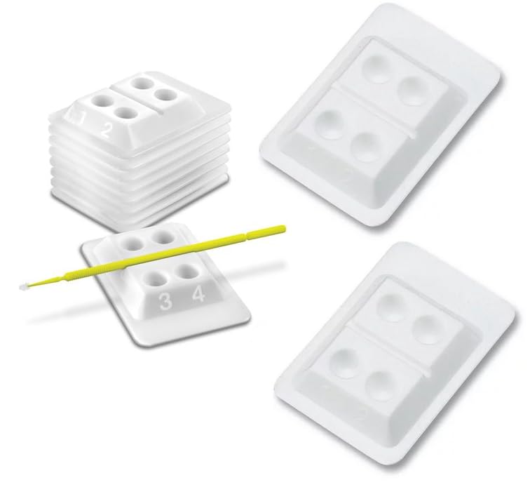 200PCS Plastic Dental Mixing Wells 4 and 2 Bondwell White Disposable Dental Mixing Composite Well Trays (4Hole)