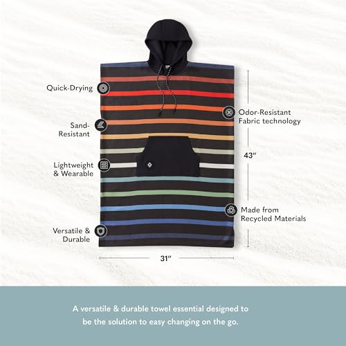 Image of Nomadix Changing Poncho - Quick Dry & Absorbent Hooded Surf & Swim Poncho - Sewn Sides for Private Changing - Front Pocket Storage - Made from Post-Consumer Recycled Materials