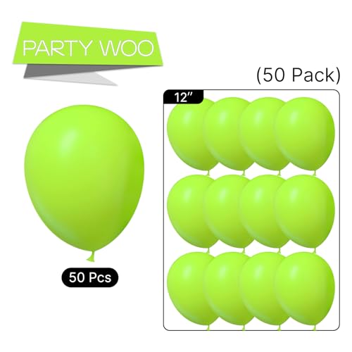 Image of PartyWoo Lime Green Balloons 50pcs Light Green Color 12 Inch