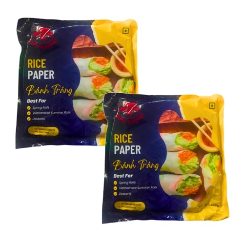 Image of Triple Elephant Rice Paper Banh Trang - 400g, Pack of 2 | Authentic Vietnamese Spring Roll Wrapper for Fresh Rolls, Pho, and More