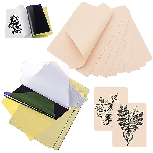 Tattoo Practice Skin with Transfer Paper – Ruicoo 20Pcs Tattoo Skin Practice Kit with 10Pcs Double Side Skin and 10Pcs Transfer Stencil Paper for Tattoo Practice Tattoo Supplies…