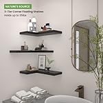 NATURE'S SOURCE Corner Floating Shelves with Invisible Brackets, Corner Shelves Wall Mounted Set of 3, Bedroom Bathroom Kitchen Living Room Office- Gothic Style 17" x 6" (Black) - Image 4