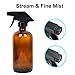 Youngever 4 Pack Empty Amber Glass Spray Bottles, 16 Ounce Refillable Container for Essential Oils, Cleaning Products, or Aromatherapy, Trigger Sprayer with Mist and Stream Settings