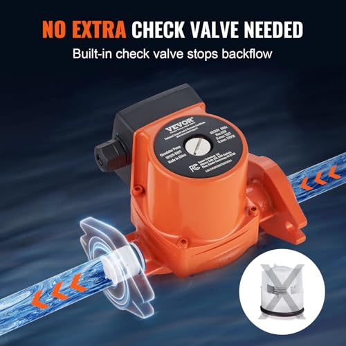 Image of VEVOR UPS15-58FC 17 GPM Cast Iron Circulation Pump, 1 inch NPT Flange 3-Speed Hot Water Recirculating Pump, Quiet Operation Circulator Pump for Floor Heating /Home Water heater System