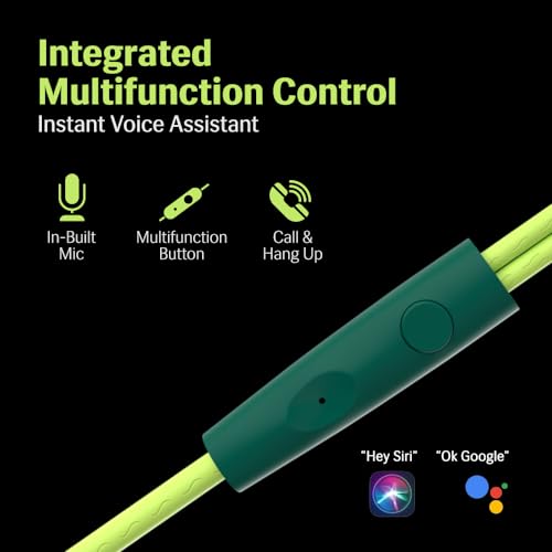 Image of Lava Probuds E1c in Ear Earphone | 12mm Bass Boosted Copper Driver with Pocket Comfy C Type Jack with Wire Protector | Dual Tone Stylish Design | in-Built Mic | IPX4 Water Resistant (Green)