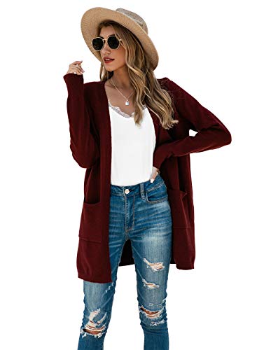 Image of TASAMO Cardigan Sweaters for Women Long Sleeve Open Front Casual Knit Fall Coat Oversized Soft Outwear with Pockets