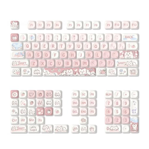 Tiardey Juego de Teclas PBT con sublimación de Conejo Morado para teclados mecánicos de Juegos de 132 Teclas