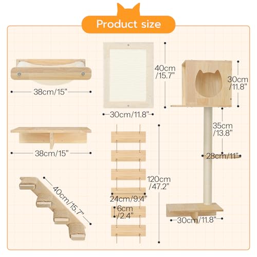 Estante de pared para gatos HOOBRO moderno set 5 piezas miniatura 3