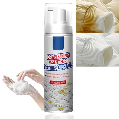 200ml Dry Cleaning Spray for Clothes Waterless Spot Cleaner & Stain Remover Spray Dry Stain Remover Cleaning Fluid Agent Waterless Stain Remover Dry Spot Cleaner Fabric Cleaner for Oil Grease