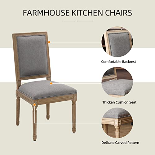 Furniliving French Country Dining Chairs Set Of 2, Upholstered Dining Room Chairs With Back Farmhouse Kitchen Chairs For Living Room, Kitchen, Restaurant (Lightgrey-Square) #TOP3