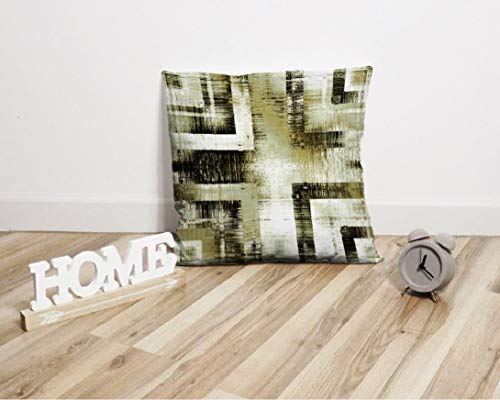 Soopat Decorative Throw Pillow Cover Square Cushion 18 X 18 Inch Art Vintage Ornamental Beige Olive Light Grey Green Brown Black Colors Monochrome Home Decor Pillowcase #TOP2