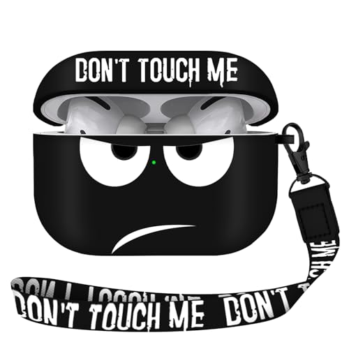 Image of Compatible with Airpods Pro 3 Case(2025),Don't Touch Me for Airpods Pro 3rd Generation Cases Cover with Lanyard Soft Silicone Cute Shockproof Cover for Women Men,Black