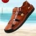 Imagen de POIOZXD Sandalias de cuero con puntera cerrada para hombre