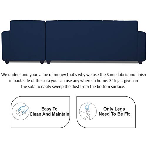 Image of Adorn India Rio HighBack L Shape 6 Seater Sofa Set (Right Hand Side) (Blue) (3 Year Warranty)