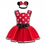 Szytypyl Princess Minnie Costume for Baby Girls Onesie Polka Dot Dress Up with Headband