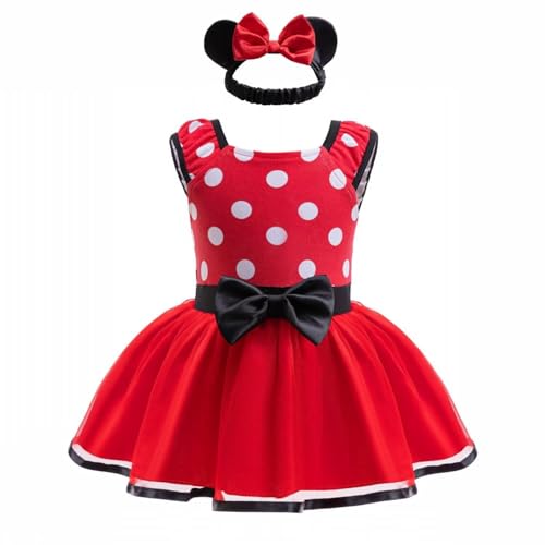 Szytypyl Princess Minnie Costume for Baby Girls Onesie Polka Dot Dress Up with Headband