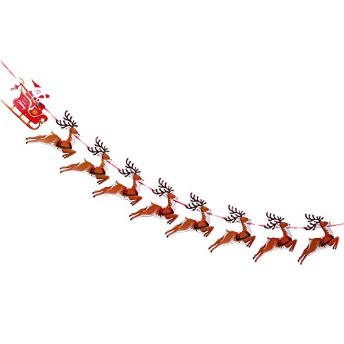 VEYLIN-Christmas-Reindeer-Bunting-Santa-Sleigh-Banners-for-Party-Decoration