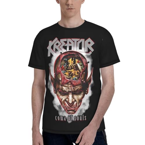 Kreators T Shirt Fashion Crew Neck Casual Top Basic Short Sleeve Shirt Black Large
