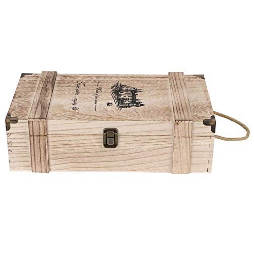 Vintage Wooden Wine Box 2 Bottle Holder with Locking Latch 7.8×3.9×13.8in Wooden Wine Boxes with Handles for Birthday Party Wedding Ceremony DIY Crafts by Jwthee - Image 9
