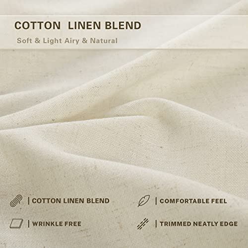 Lehome Linen Cotton Curtains Panels Semi Sheer, Window Treatments Drapes, Neutral Light Filtering Privacy Added Curtains For Bedroom/Living Room/Farmhouse Decor (2 Pack, 52" X 84", Natural) #TOP2