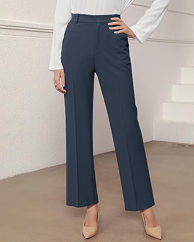 GRAPENT Pants for Women Work High Waisted Dress Pants Business Casual Relaxed Fit Straight Leg Elastic Waist Trousers2