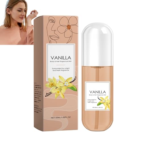Spray parfumé à la vanille pour cheveux et corps, spray corporel à la vanille, brume parfumée, hydratant léger, parfum capillaire longue durée pour femmes, format voyage (1pcs)