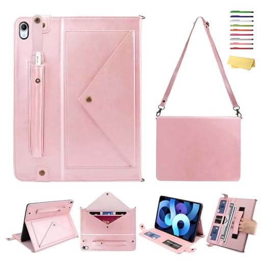 UUcovers Crossbody Bag Case for iPad Mini 6 (8.3", 2021) iPad Mini 6th Generation Case with Pencil Holder/Shoulder Strap/Hand Strap/Stand [Auto Wake/Sleep] Envelope Handbag Crossbody Cover,Rosegold