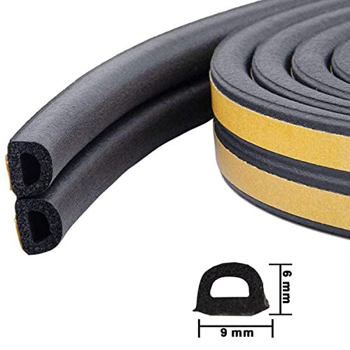 Image of Sealing Tape for Doors, Windows, Door Seal, Self-Adhesive Window Seal, Sealing Strips, Rubber Foam Seal Strips, Sound Insulation, Black