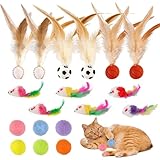 Matériel de haute qualité: la balle chat de chat de rebond de plume est faite de silicone élastique de haute qualité avec une élasticité élevée, résistant à l'usure et aux griffes. les balles pompon chat de feutre sont fabriquées avec de la laine pressée, sûre et inoffensive. la souris chat est faite de peluche et de plumes, contient du sable et du gravier, et tremble pour faire un son neneneem