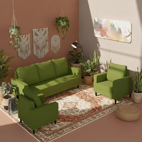 Image of The MM Furniture store Premium Fabric Sofa - Olive (3+1+1 Seater)