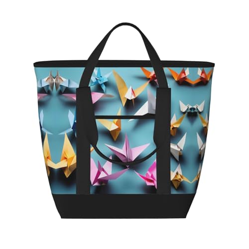 Sac isotherme pour garder vos courses au frais avec motif origami noir