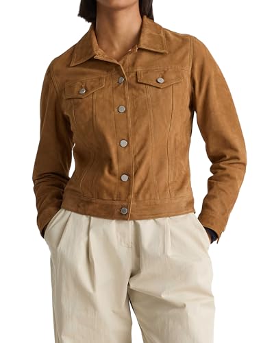 IZAC & DAUD Women's Trucker Real Leather Jacket - Trendy Real Lambskin Vintage Style Women’s Leather Jacket