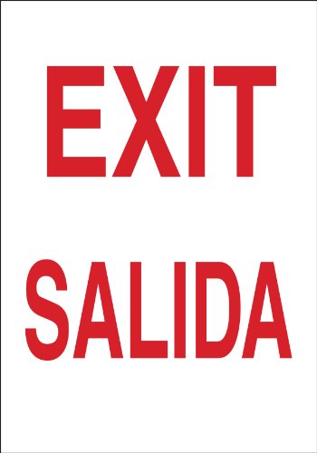 Panneau bilingue Exit Salida Brady 38797 en plastique rigide haute visibilité