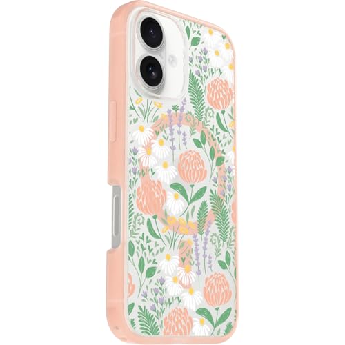 Image of OtterBox iPhone 16 Symmetry Series Clear Case - Peachy Bloom Pink - Ultra-Thin, Sleek iPhone Case, Floral iPhone Case