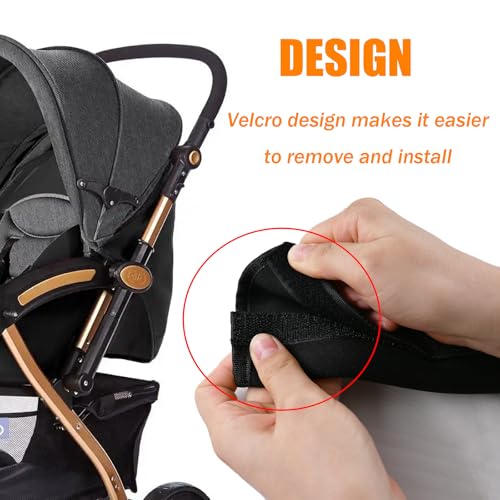 Image of Universal Stroller Handle Cover, 18.9 Inch Stroller Handlebar Cover Infant Toddler Pram Bar Dust Proof Handle, Universal Handle Sleeve Cover for Baby Stroller (Black)