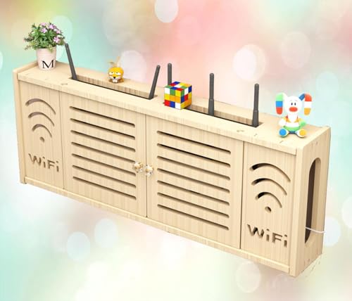 Caja de almacenamiento para enrutadores Estante de pared - Organizador de enrutador inalámbrico, solución de almacenamiento de concentrador WiFi montado en la pared para el hogar y la oficina, diseño