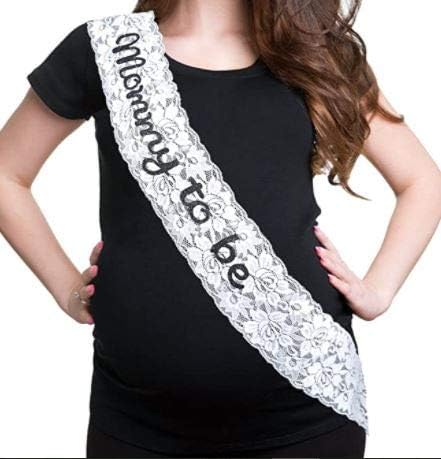 Miniatura 2 de CoolerthingsDG, decoraciones de baby shower, banda de encaje blanco para mamá y un papá para ser y un papá para ser - Kit combinado de insignias de