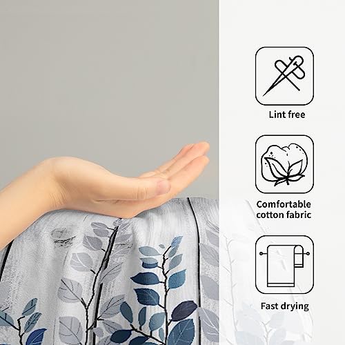 Giwawa Blue Eucalyptus Leaves Hand Towels Set Of 2 Rustic Wood Soft Guest Bath Towel Kitchen Dish Towels Spa Home Bathroom Decorations thumb #3