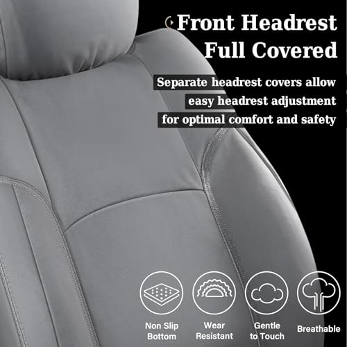 Image of Coverado Oxford Rear Seat Covers for Chevy Silverado GMC Sierra, Fit 2014-2018 1500 /2015-2019 2500HD 3500HD, Crew /Double /Extended Cab, Curved Rear, Gray