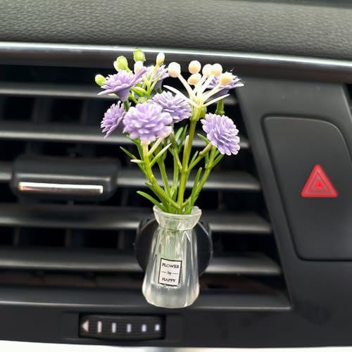 Image of Set of 4 Cute Flower Bouquet Car Air Freshener Vent Clips, Mini Artificial Flowers for Car Air Vent Decoration, Auto Interior Dashboard Ornament Accessories (Gypsophila 01#)