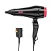 BERTA Hair Dryer, BT031, Ionic Technology, Foldable, 1875 Watts, Dual Voltage, Global Voltage Hair Dryer, Silver/Red, Ceramic, 2 Speeds, 3 Settings, Includes Nozzle, For Frizzy Hair
