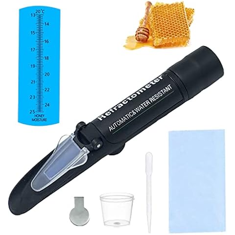 Honey Refractometer for Honey Moisture,13-25% Honey Moisture Refractometer Tester with ATC,Measuring Moisture with High Accuracy for Honey, Bee Keeping Supplies Cover