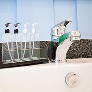 Harrods 5 Pieces - Empty Shampoo Pump Bottles Refillable Dispenser Container Liquid Soap Dispenser Pump Lotion Bottle Plastic Cylinder with Pumps - 500ml Each (Transparent)