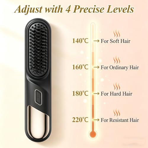 Cepillo alisador de cabello portátil inalámbrico, alisador mini con revestimiento cerámico para viaje, herramienta ligera para peinar y alisar (rosa) miniatura 7